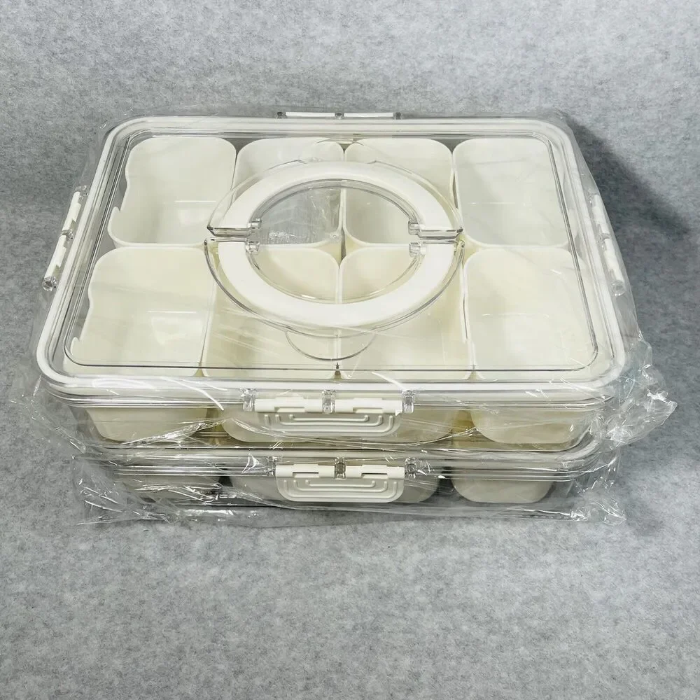 Snackle Box‎ Charcuterie Container 2 Pack Divided Serving Tray with Lid Storage